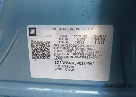 2023 Cadillac Ct4 Premium Luxury z USA, uszkodzony, nr VIN 1G6DB5RK0P0139992